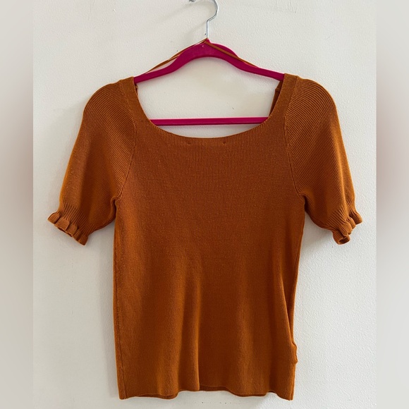 NWT LOFT Women's Square Neck Short Sleeve Top - Rust - Picture 6 of 6